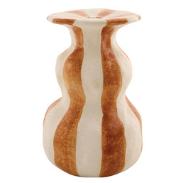 Orange Striped Ceramic Candleholder - Large