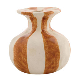 Orange Striped Ceramic Candleholder - Small