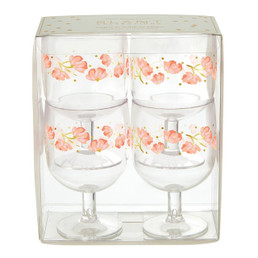 Acrylic Stackable Wine Glasses - Floral - Set of 4