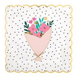 Foil Scalloped Plates - Floral