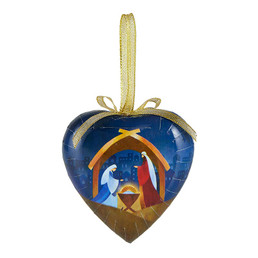 Let Us Adore Him Heart-Shaped Decoupage Ornament - 6/pk