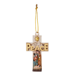 Peace Nativity Cross Ornament - 6/pk