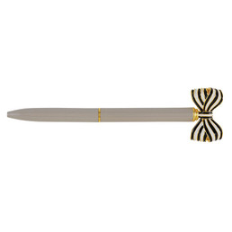 Striped Bow Pen - Warm Grey