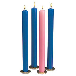 Church Advent Candle Set - Blue/Rose