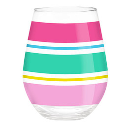 Jumbo Stemless Wine Glass - Birthday Stripe