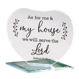 We Will Serve the Lord Glass Heart Stand - 12/pk
