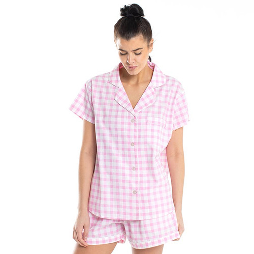 Gingham PJ Short Set - Pink - Large