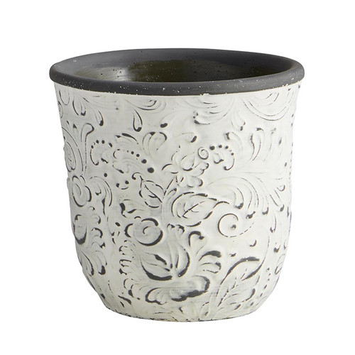 White Carved Pot