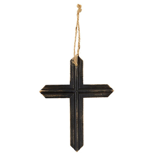 7" Hanging Wood Cross - Black