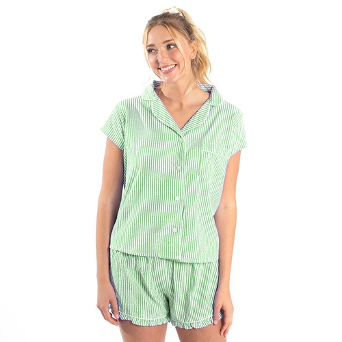 Seersucker PJ Short Set - Lime - Small