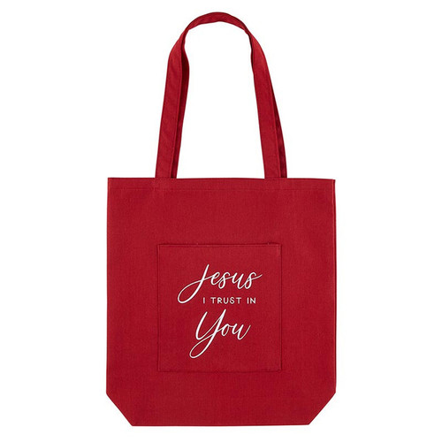 Jesus, I Trust in You Canvas Tote Bag with Pocket - 12/pk