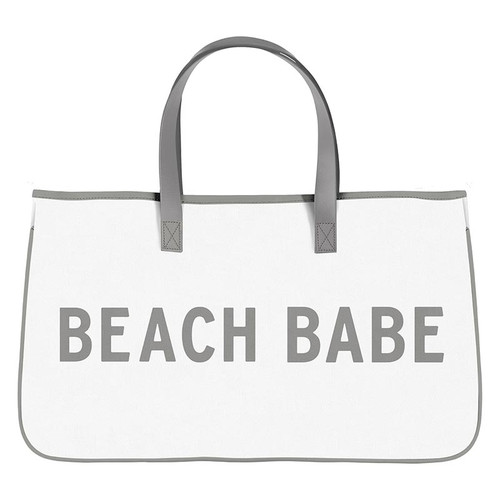 White Canvas Tote - Beach Babe