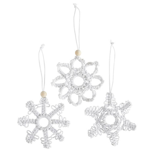 White Macrame Snowflakes - Set of 3