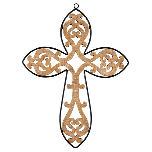 Wood & Metal Elegance Wall Cross