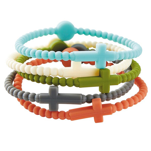 Neutral Silicone Cross Bracelet Set - 20 sets/pk