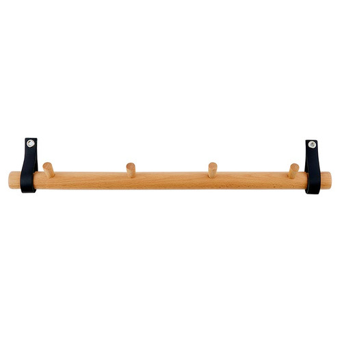 Wood + Leather Wall Rack - Natural