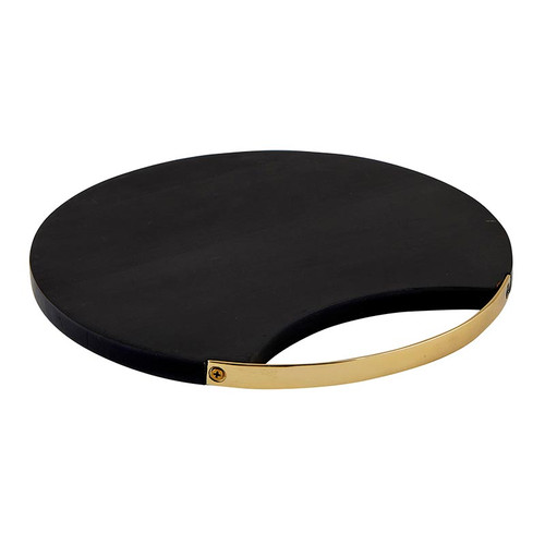 Anthracite Board with Brass Handles - Round