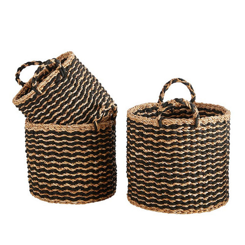 Cylinder Basket Set - Black Stripe