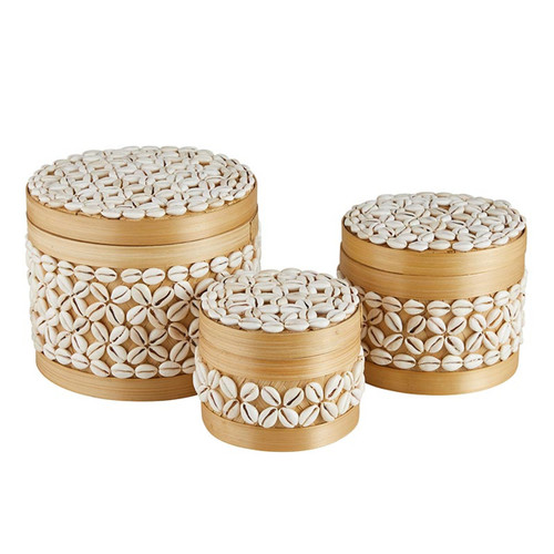 Round Shell Baskets - Set of 3
