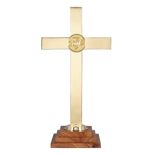 Altar Cross Wood/Brs 24"H