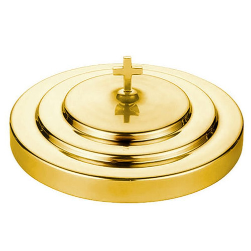 Polished Aluminum Communion Tray Cover - Brass Tone