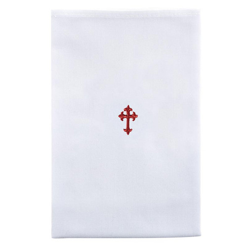 Poly/Cotton Blend Red Fleur de Lis Cross Lavabo Towel - 12 pack