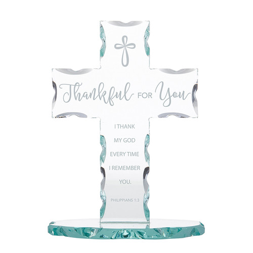 Thankful for You Glass Standing Cross