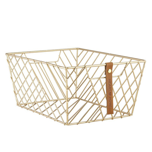 Gratitude Gold Rectangle Wire Basket