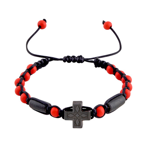 Red Sign of the Cross Wood Bracelet - 8/pk