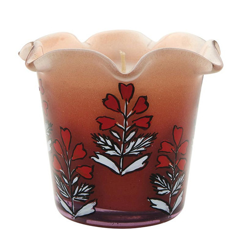 Hand Painted Goji Berry Floral Candle