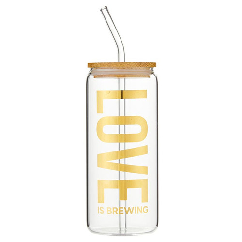 Glass Cold Brew Tumbler - Love is Brewing Glass Cold Brew Tumbler - Love is Brewing