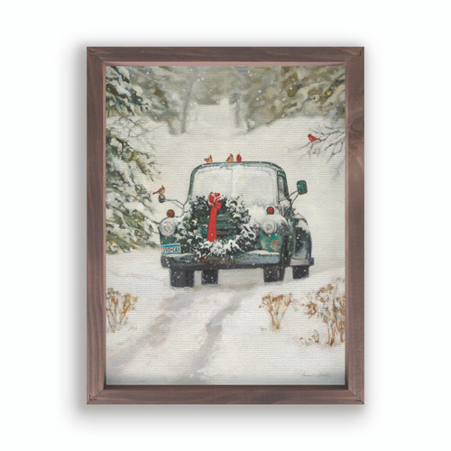 Festive Farmhouse Collection Framed Linen Art - Vintage Car