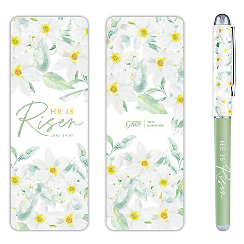 He Is Risen - Luke 24:34 Pen & Bookmark Set - 12pk