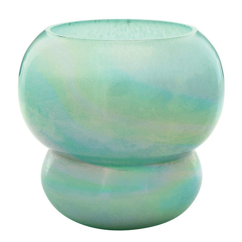 Teal Iridescent Glass Candle
