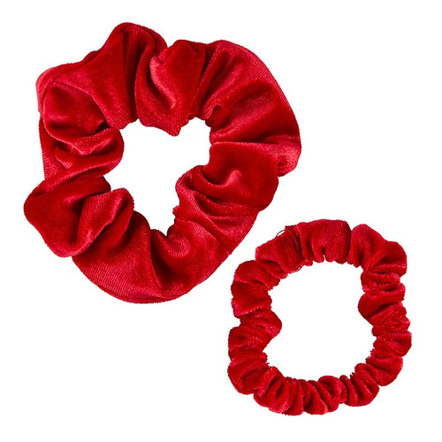 Velvet Present Ornament Scrunchie - Red - Set of 2