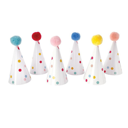 Paper Party Hats - Pom Pom Confetti
