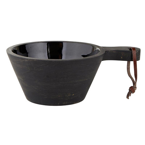 Black Wood Enamel Bowl With Handle