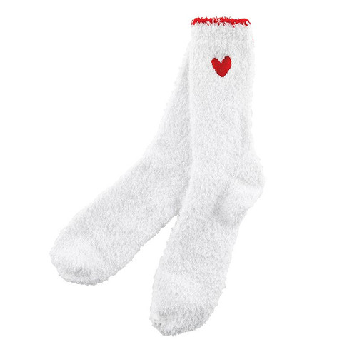 Cozy Socks in Ornament - Red with White Heart/Trim