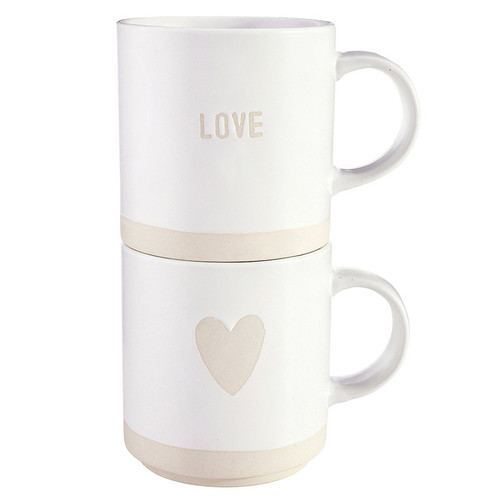 Face to Face Stackable Mugs - Love/Heart - Set of 2