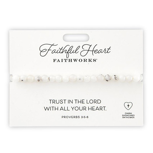 Stone Bracelet - Faithful Heart- White