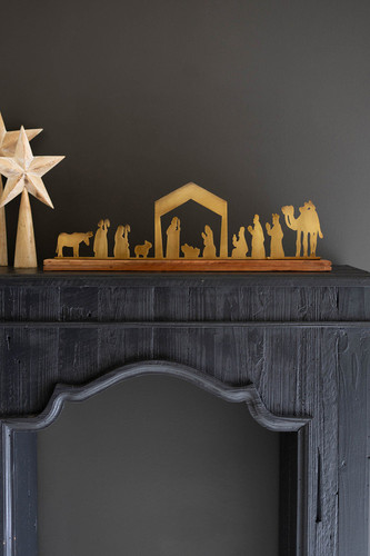 Brass Mantel Nativity