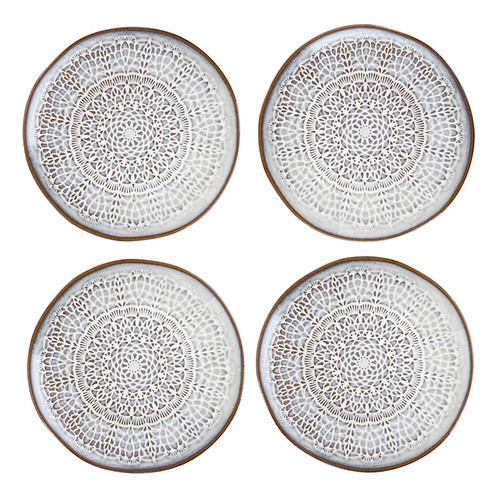 Coastal Stamped Appetizer Plates - Set of 4