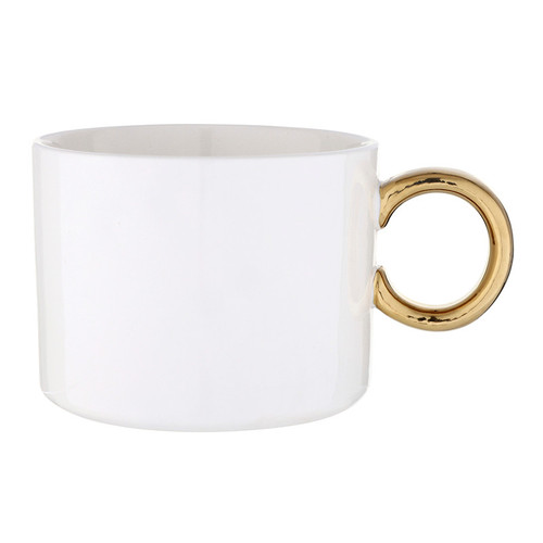 Ceramic Mug with Gold Handle - Natural