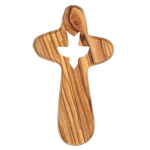 Olive Wood Holy Spirit Comfort Hand Cross
