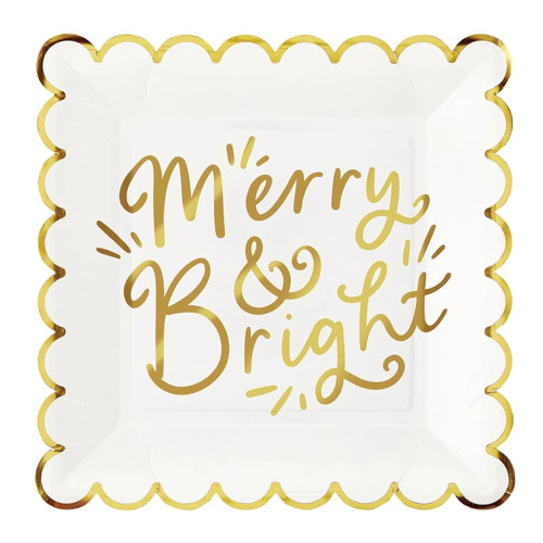 Foil Scalloped Plates - Merry + Bright
