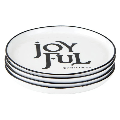 Holiday Appetizer Plates - Joyful - Set of 4