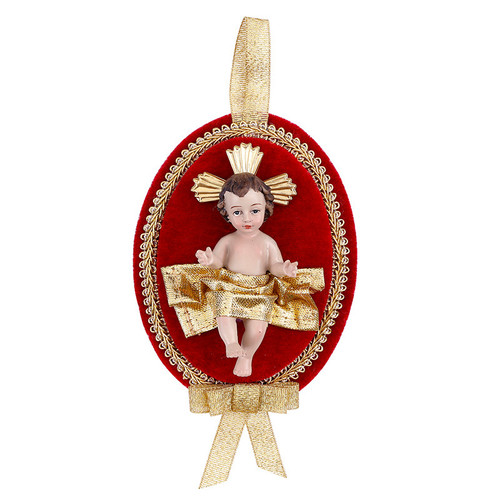Red Oval Christ Child Pillow Ornament