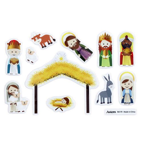 11-Piece Nativity Puffy Sticker Set - 18 sets/pk