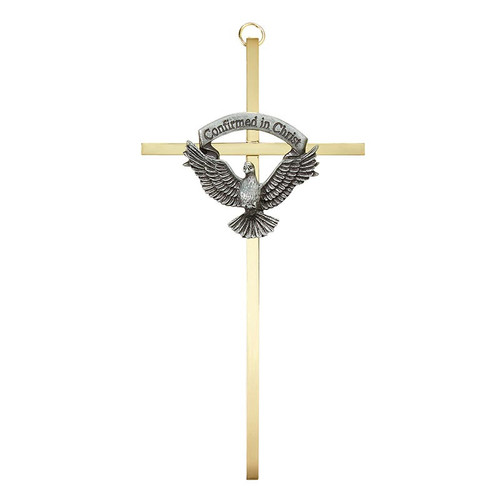 7" James Brennan Brass Confirmation Cross with Emblem
