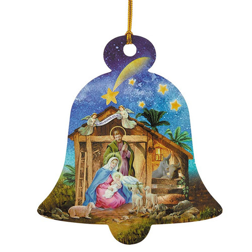 Bell Nativity Paper Ornament - 50/pk